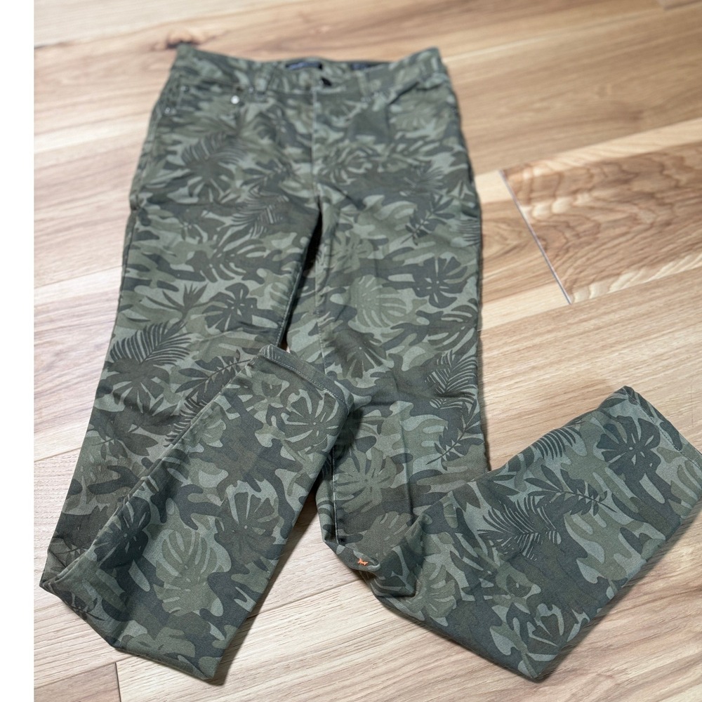 Needle & Cloth Skinny Ankle Pants SZ 4 Green Camo Tropical Palm Print MidRise
